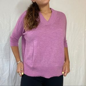 purple cropped sleeve sweater, never worn
